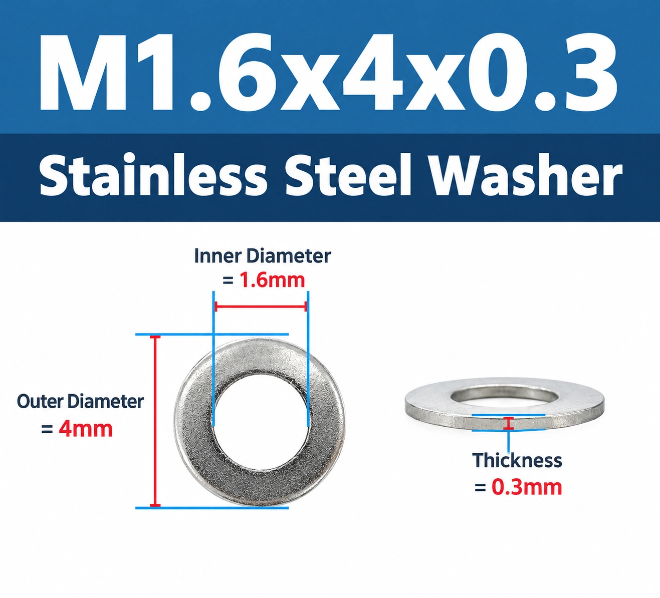 Stainless Steel Washer Dimension Example